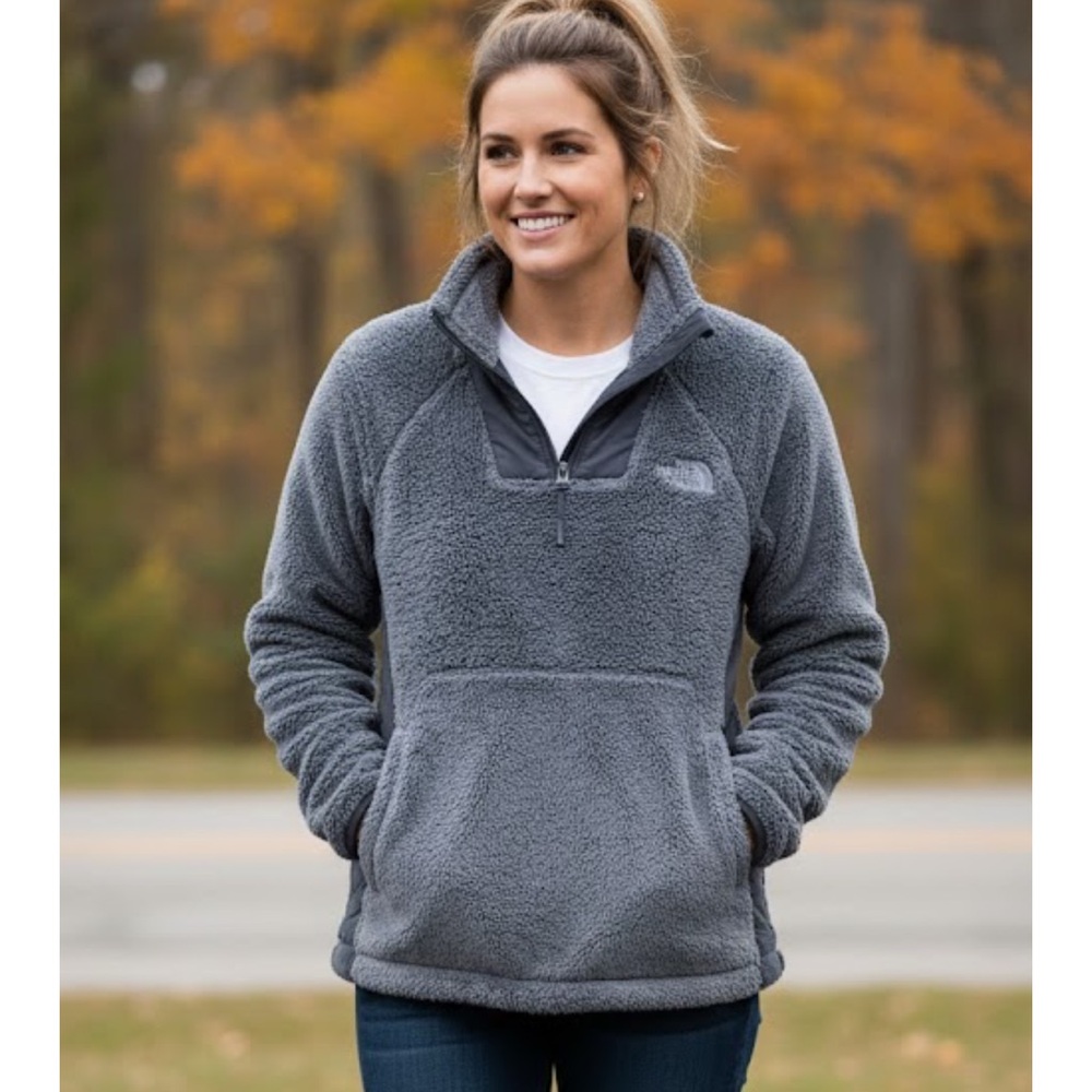 The North Face Gray Zip Up Sweater Fleece